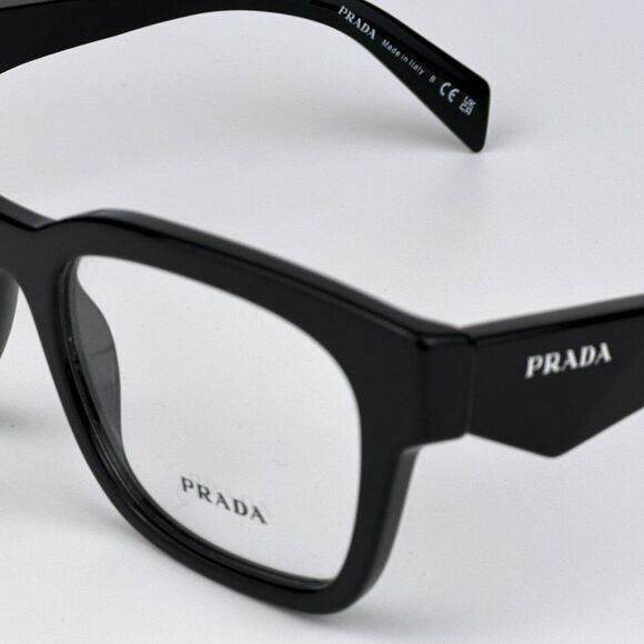 NEW Prada PRA10V 16K101 Black Square Unisex Eyeglasses PR A10V - Picture 8 of 11
